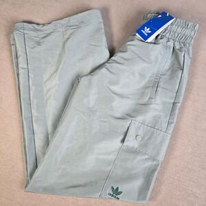 Adidas Cargo Pants‎ Womens XS Silver Green Essentials Woven JD1531 NEW Wide leg